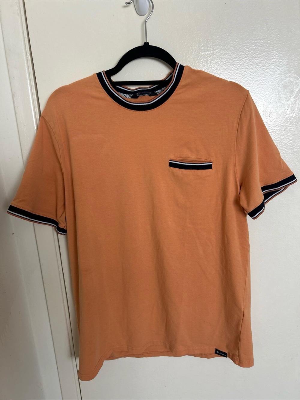 Ben Sherman Orange Short Sleeve Ringer Pocket Tee with Black & White Trim